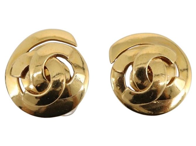 Orecchini CHANEL metallo Gold CC Auth 195950V D'oro - vista 13