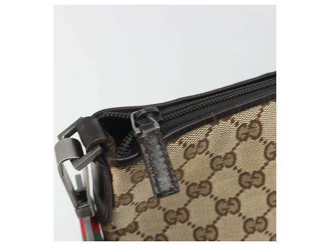 Borsa a tracolla GUCCI GG Canvas Web Sherry Line Beige Silver Auth 191971A Argento - vista 10
