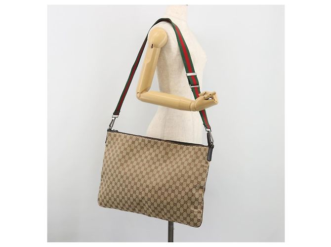 Borsa a tracolla GUCCI GG Canvas Web Sherry Line Beige Silver Auth 191971A Argento - vista 23