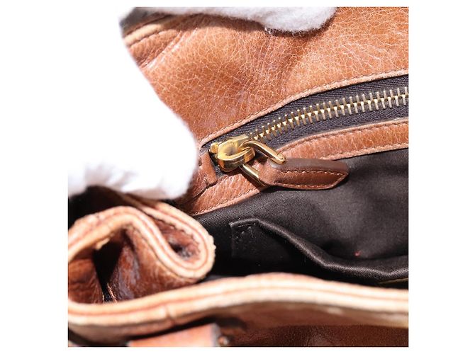 Borsa a mano in pelle Miu Miu con nastro 2 in 1 marrone oro Auth 195137V D'oro - vista 23