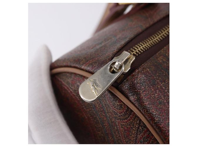 Borsa a mano ETRO Paisley in pelle marrone tono oro Auth 195784 - vista 10