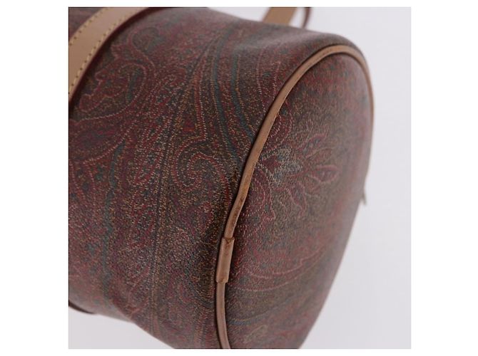 Borsa a mano ETRO Paisley in pelle marrone tono oro Auth 195784 - vista 14