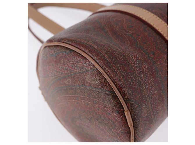 Borsa a mano ETRO Paisley in pelle marrone tono oro Auth 195784 - vista 15