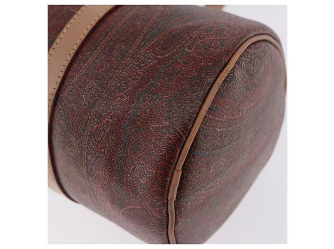 Borsa a mano ETRO Paisley in pelle marrone tono oro Auth 195784 - vista 16