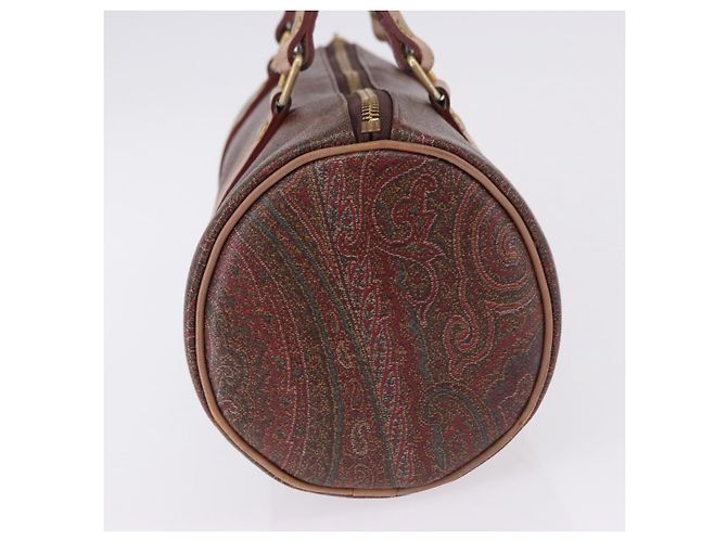Borsa a mano ETRO Paisley in pelle marrone tono oro Auth 195784 - vista 3