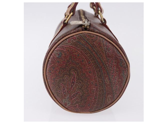Borsa a mano ETRO Paisley in pelle marrone tono oro Auth 195784 - vista 4