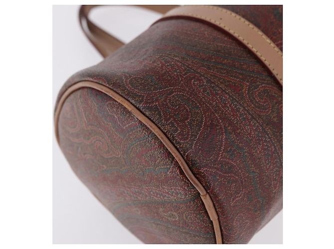 Borsa a mano ETRO Paisley in pelle marrone tono oro Auth 195784 - vista 9