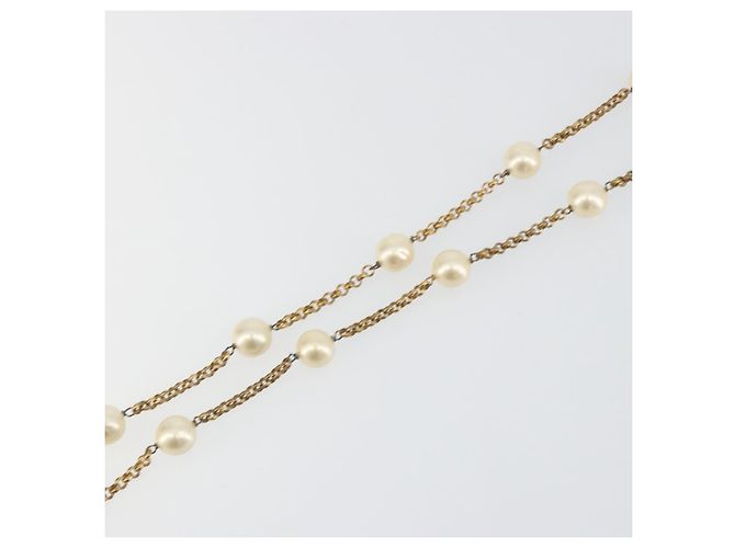 Collana CHANEL Metallo Tono Oro Bianco CC Auth bs36551 - vista 11