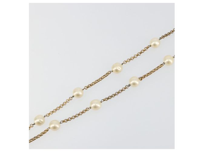 Collana CHANEL Metallo Tono Oro Bianco CC Auth bs36551 - vista 12
