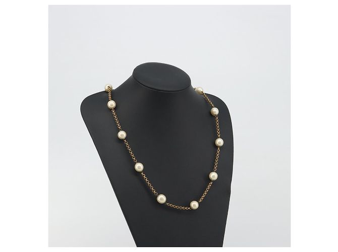 Collana CHANEL Metallo Tono Oro Bianco CC Auth bs36551 - vista 16