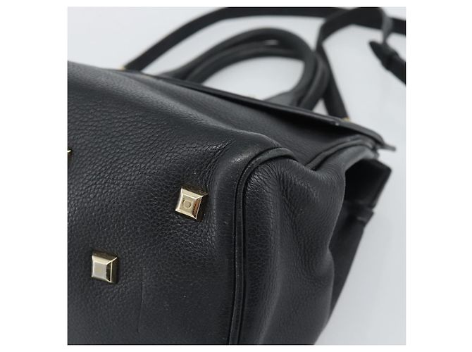 Borsa Salvatore Ferragamo Gancini Studio in pelle 2way Nero Oro Auth 195088 D'oro - vista 10