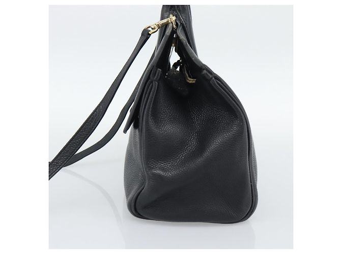 Borsa Salvatore Ferragamo Gancini Studio in pelle 2way Nero Oro Auth 195088 D'oro - vista 4
