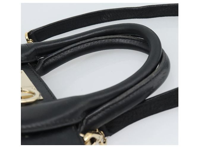 Borsa Salvatore Ferragamo Gancini Studio in pelle 2way Nero Oro Auth 195088 D'oro - vista 8
