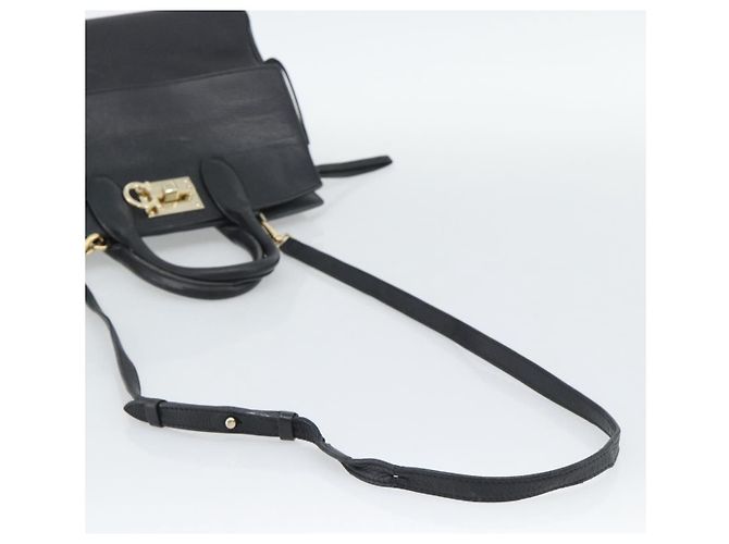 Borsa Salvatore Ferragamo Gancini Studio in pelle 2way Nero Oro Auth 195088 D'oro - vista 9