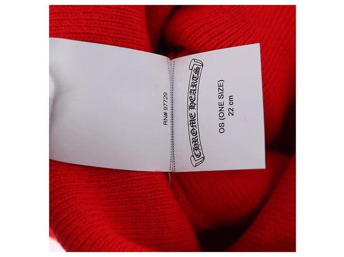 Chrome Hearts Gestrickte Wollkappe Rot Auth 196785M - Ansicht 15