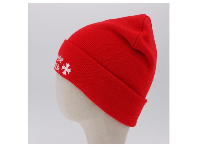 Chrome Hearts Gestrickte Wollkappe Rot Auth 196785M - Ansicht 3