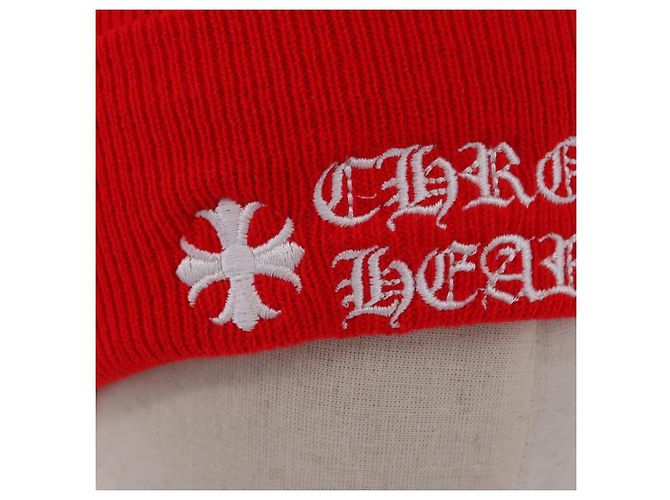 Chrome Hearts Gestrickte Wollkappe Rot Auth 196785M - Ansicht 5