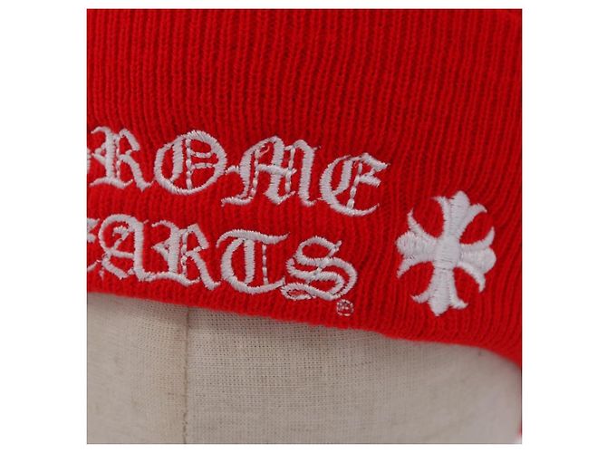 Chrome Hearts Gestrickte Wollkappe Rot Auth 196785M - Ansicht 6
