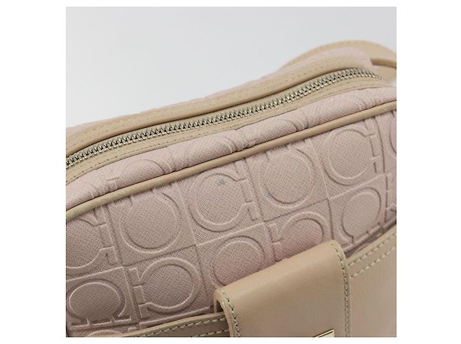 Bolso de hombro Salvatore Ferragamo Gancini de piel rosa y oro Auth 194244A Dorado - vista 10