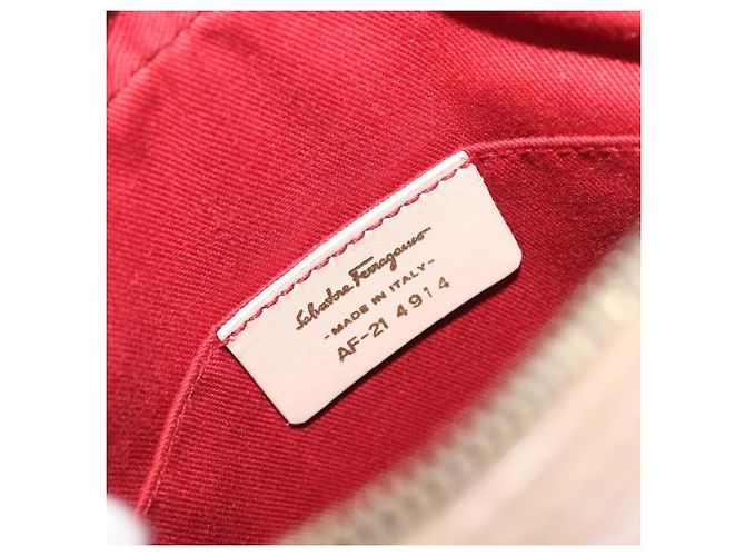Bolso de hombro Salvatore Ferragamo Gancini de piel rosa y oro Auth 194244A Dorado - vista 12