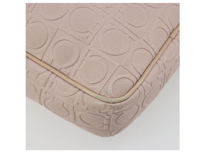 Bolso de hombro Salvatore Ferragamo Gancini de piel rosa y oro Auth 194244A Dorado - vista 17