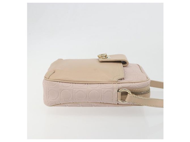 Bolso de hombro Salvatore Ferragamo Gancini de piel rosa y oro Auth 194244A Dorado - vista 3