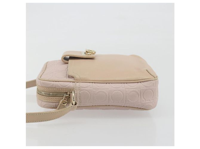 Bolso de hombro Salvatore Ferragamo Gancini de piel rosa y oro Auth 194244A Dorado - vista 4