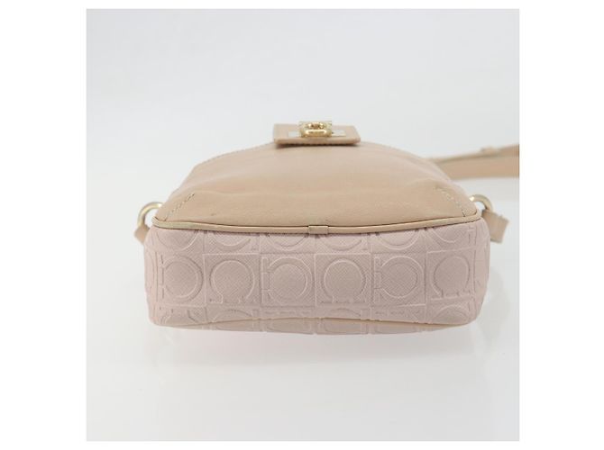 Bolso de hombro Salvatore Ferragamo Gancini de piel rosa y oro Auth 194244A Dorado - vista 5