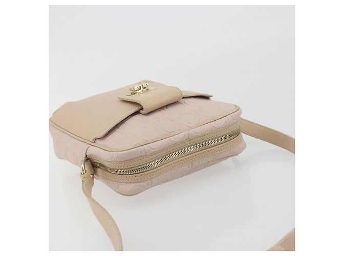 Bolso de hombro Salvatore Ferragamo Gancini de piel rosa y oro Auth 194244A Dorado - vista 6
