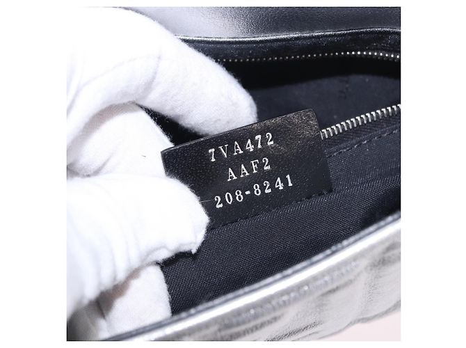 FENDI Zucca Canvas Mamma Baguette Schultertasche aus Leder Silber Auth 197105SAM - Ansicht 11