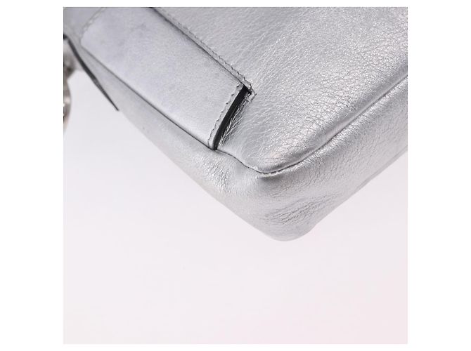 FENDI Zucca Canvas Mamma Baguette Schultertasche aus Leder Silber Auth 197105SAM - Ansicht 16