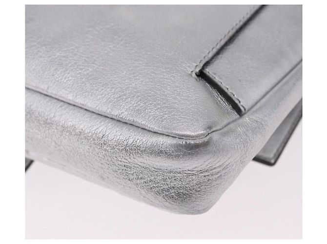 FENDI Zucca Canvas Mamma Baguette Schultertasche aus Leder Silber Auth 197105SAM - Ansicht 17