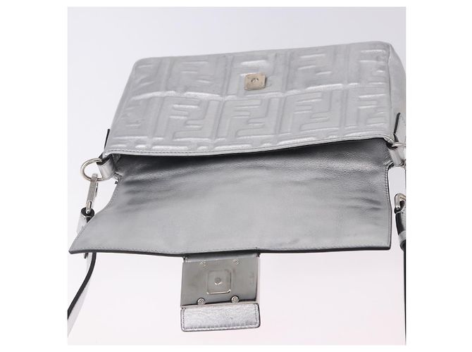 FENDI Zucca Canvas Mamma Baguette Schultertasche aus Leder Silber Auth 197105SAM - Ansicht 20