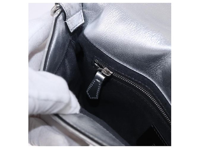 FENDI Zucca Canvas Mamma Baguette Schultertasche aus Leder Silber Auth 197105SAM - Ansicht 24