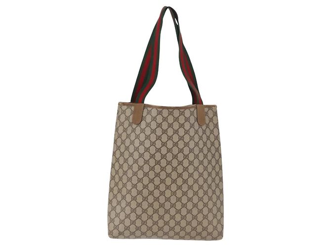 Borsa Tote GUCCI GG Supreme Web Sherry Line PVC Beige 39 02 003 Auth 195656 - vista 2