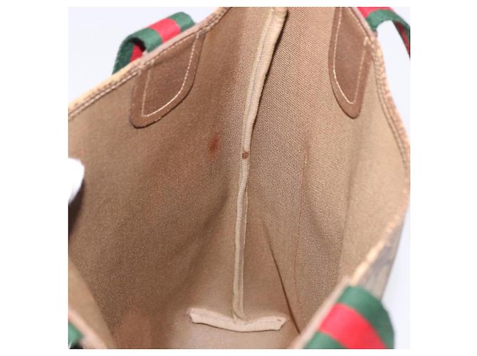 Borsa Tote GUCCI GG Supreme Web Sherry Line PVC Beige 39 02 003 Auth 195656 - vista 20