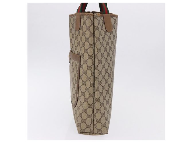 Borsa Tote GUCCI GG Supreme Web Sherry Line PVC Beige 39 02 003 Auth 195656 - vista 3
