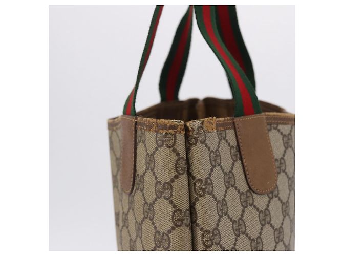 Borsa Tote GUCCI GG Supreme Web Sherry Line PVC Beige 39 02 003 Auth 195656 - vista 4