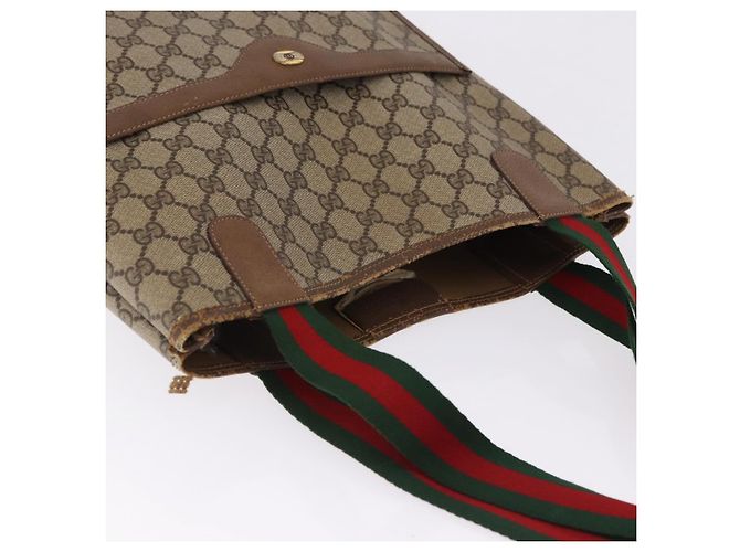 Borsa Tote GUCCI GG Supreme Web Sherry Line PVC Beige 39 02 003 Auth 195656 - vista 7