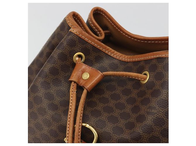 Céline Zaino CELINE Macadam PVC Leather Brown Gold Tone Auth 194199 Marrone - vista 10