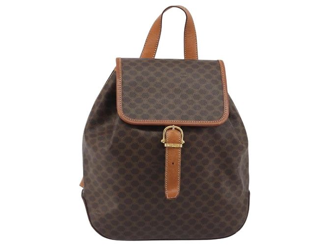 Céline Zaino CELINE Macadam PVC Leather Brown Gold Tone Auth 194199 Marrone - vista 13
