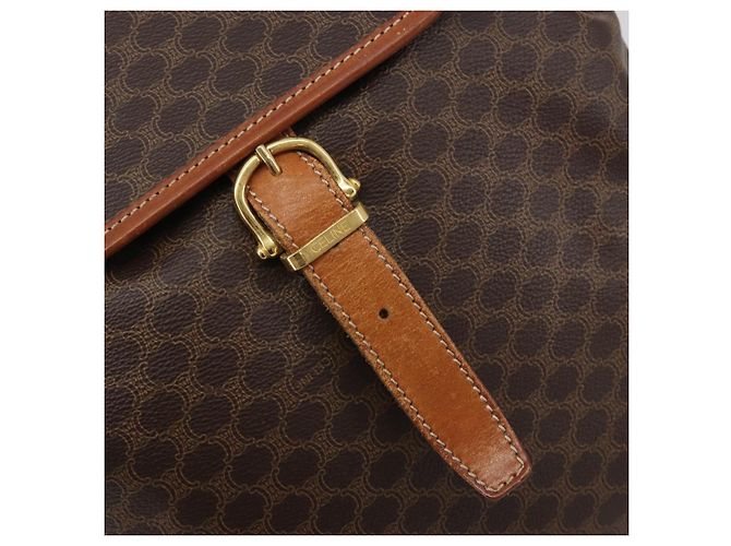 Céline Zaino CELINE Macadam PVC Leather Brown Gold Tone Auth 194199 Marrone - vista 19