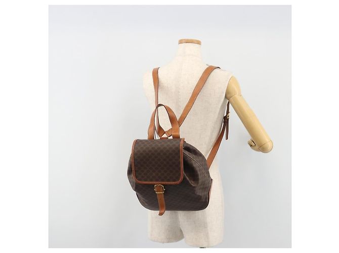 Céline Zaino CELINE Macadam PVC Leather Brown Gold Tone Auth 194199 Marrone - vista 26