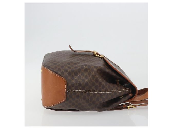 Céline Zaino CELINE Macadam PVC Leather Brown Gold Tone Auth 194199 Marrone - vista 3