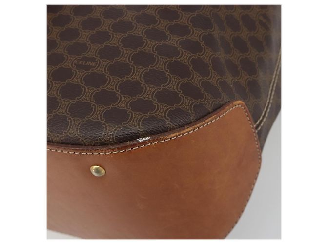 Céline Zaino CELINE Macadam PVC Leather Brown Gold Tone Auth 194199 Marrone - vista 9