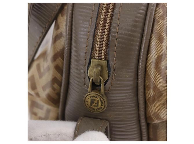 Borsa a tracolla FENDI Zucchino Canvas PVC Beige Auth 197102 - vista 10