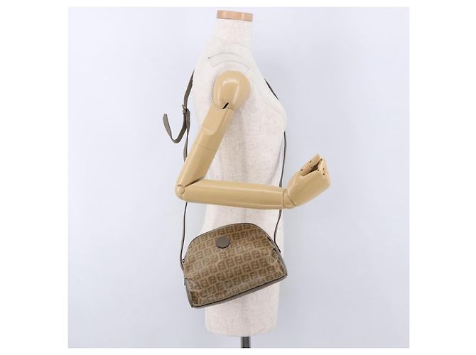 Borsa a tracolla FENDI Zucchino Canvas PVC Beige Auth 197102 - vista 20