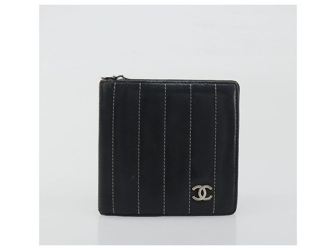 Portafoglio CHANEL in pelle Caviar Skin Set da 3 Nero CC Auth bs36694 - vista 10