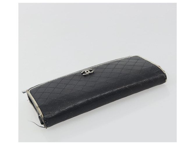 Portafoglio CHANEL in pelle Caviar Skin Set da 3 Nero CC Auth bs36694 - vista 22