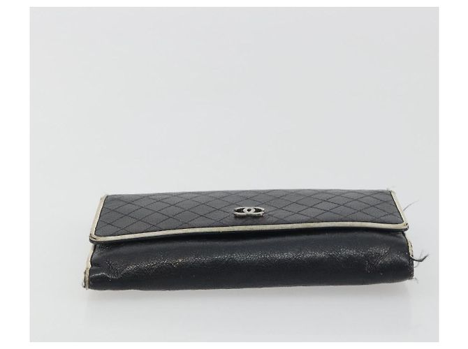 Portafoglio CHANEL in pelle Caviar Skin Set da 3 Nero CC Auth bs36694 - vista 24